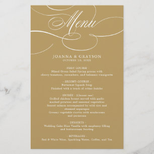 Calligraphie moderne intemporelle or mariage Menu