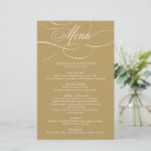 Calligraphie moderne intemporelle or mariage Menu (Debout devant)