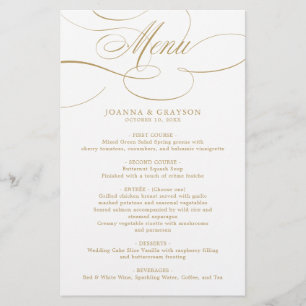 Calligraphie moderne intemporelle or mariage Menu