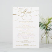 Calligraphie moderne intemporelle or mariage Menu (Debout devant)