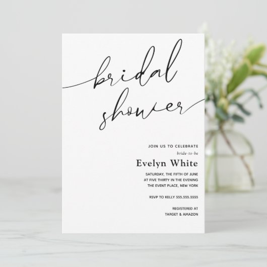 Calligraphie moderne Invitation simple douche nupt (Debout devant)