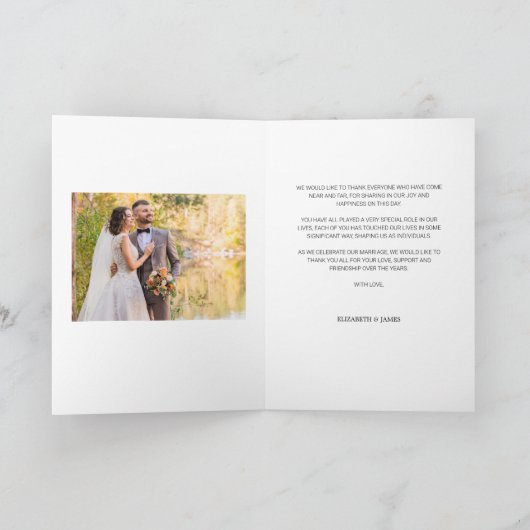 Calligraphie moderne Mariage 2 Carte de remercieme (Intérieur)