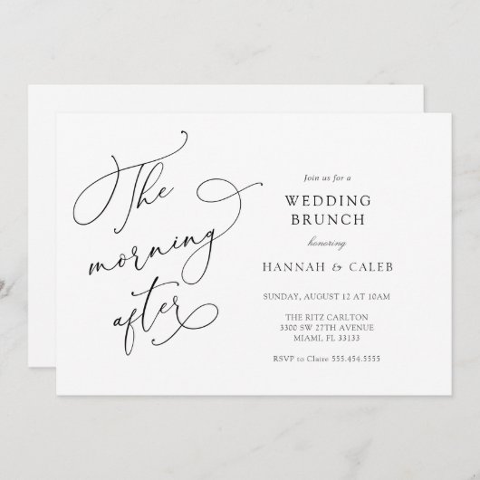 Calligraphie moderne Mariage Brunch Invitation (Devant / Derrière)