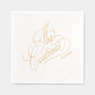 Calligraphie moderne mariage or et blanc intempore