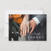 Calligraphie moderne Mariage photo Carte de remerc (Devant)