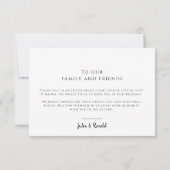 Calligraphie moderne Mariage photo Carte de remerc (Dos)