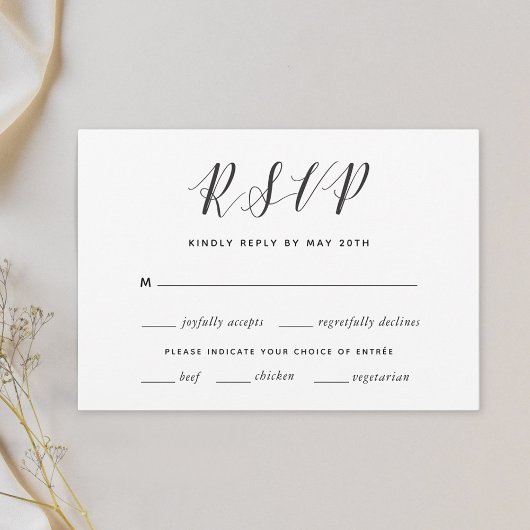 Calligraphie moderne Mariage RSVP Meal Choice