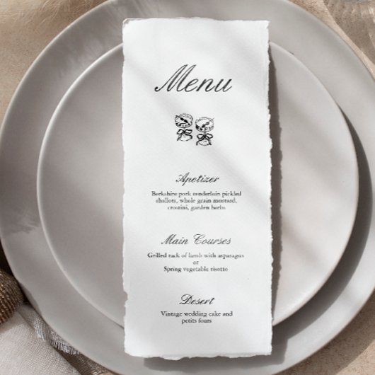 Calligraphie moderne Menu Mariage noir et blanc