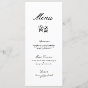 Calligraphie moderne Menu Mariage noir et blanc