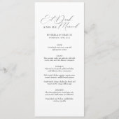 Calligraphie moderne Menu Mariage noir et blanc (Devant)