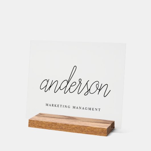 Calligraphie moderne Nom acrylique (Angle)