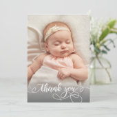 Calligraphie moderne Nouveau-né Merci photo bébé (Debout devant)