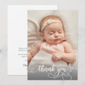 Calligraphie moderne Nouveau-né Merci photo bébé (Devant / Derrière)