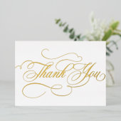 Calligraphie moderne or mariage Carte de remerciem (Debout devant)