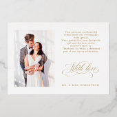 Calligraphie moderne or mariage Carte de remerciem (Verso)