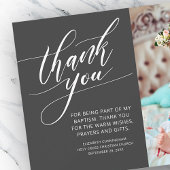 Calligraphie moderne Photo Baptême Merci