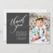 Calligraphie moderne Photo Baptême Merci (Devant)