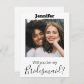 calligraphie moderne photo bridesmaid invitation (Devant / Derrière)