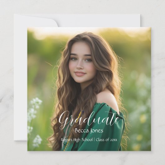 Calligraphie moderne Photo Graduation Invitation (Devant)