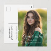 Calligraphie moderne Photo Graduation Invitation (Devant / Derrière)