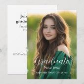 Calligraphie moderne Photo Graduation Invitation (Devant / Derrière)