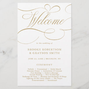 Calligraphie moderne programme de mariage d'or int
