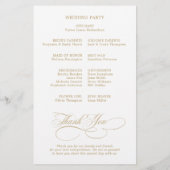 Calligraphie moderne programme de mariage d'or int (Dos)