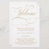 Calligraphie moderne programme de mariage d'or int (Devant / Derrière)