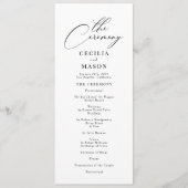 Calligraphie moderne Programme de mariage noir et  (Devant)