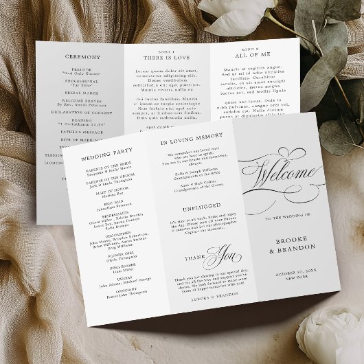 Calligraphie moderne programme de mariage noir int