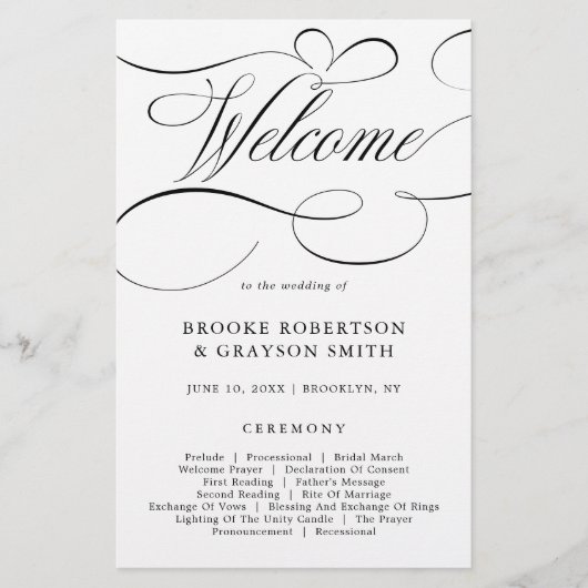 Calligraphie moderne programme de mariage noir int (Devant)