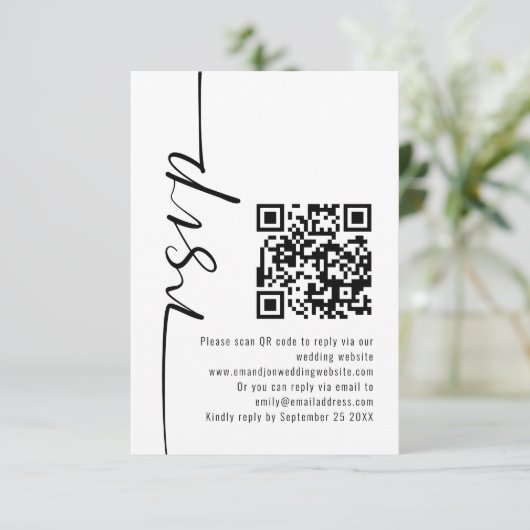 Calligraphie moderne QR Code Mariage RSVP (Debout devant)
