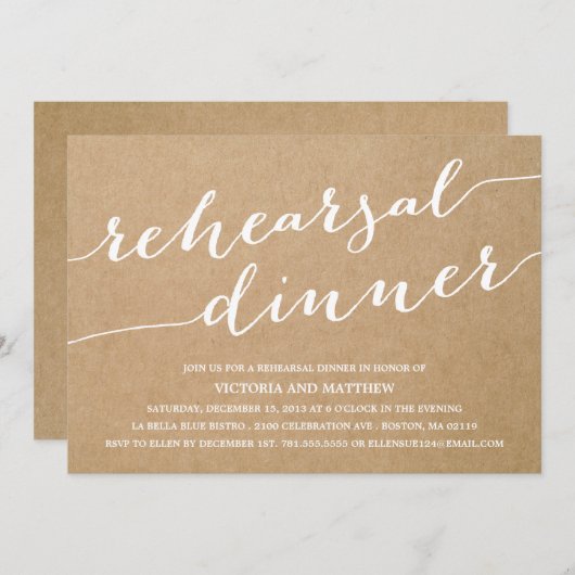 CALLIGRAPHIE MODERNE | RÉPÉTITION DÎNER INVITATION (Devant / Derrière)