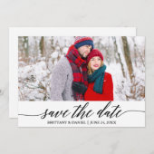 Calligraphie Moderne Sauvegarder La Date Carte pho (Devant / Derrière)