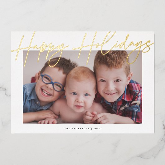 Calligraphie moderne Script Joyeux vacances photo (Recto)