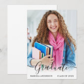 Calligraphie moderne Script Photo Grad Faire-part (Devant / Derrière)