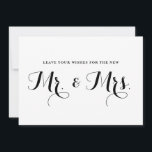 Calligraphie moderne Souhaite pour le nouveau M. &<br><div class="desc">Carte à plat mariage amusante et fantaisiste avec calligraphie moderne noire. Des articles similaires sont disponibles. Je souhaite le nouveau Mr. & Mme</div>