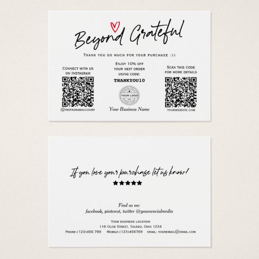 Calligraphie moderne tendance Code QR Certificat c (Devant & derrière)