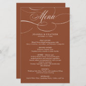 Calligraphie moderne Terracotta boho Menu mariage (Devant / Derrière)