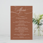 Calligraphie moderne Terracotta boho Menu mariage (Debout devant)