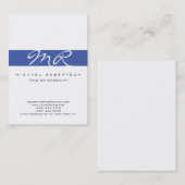 Calligraphie Monogramme Carte de visite bleu blanc (Devant / Derrière)