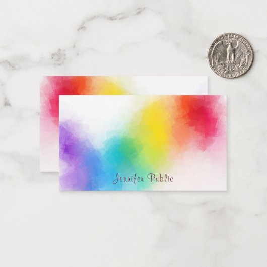 Calligraphie Monogramme Modèle arc-en-ciel coloré (Devant/Arrière en situation)