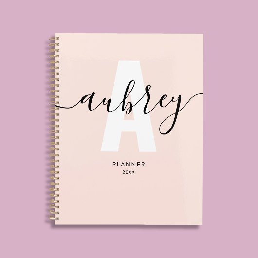 Calligraphie Monogramme Rose Pâle Féminin