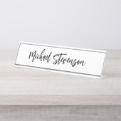 Calligraphie Noir Blanc Personnalisé Plaque Modern (Devant)