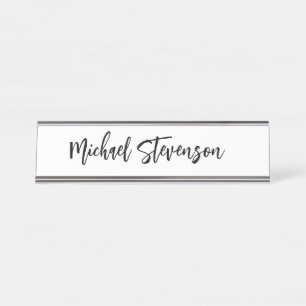 Calligraphie Noir Blanc Personnalisé Plaque Modern