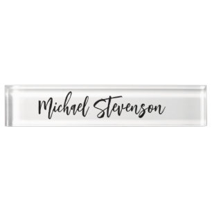 Calligraphie Noir Blanc Personnalisé Plaque Modern