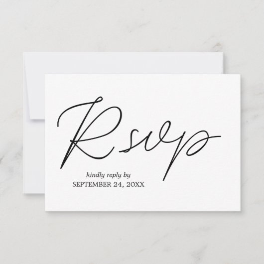 Calligraphie noir et blanc 3 avec carte RSVP repas (Devant)