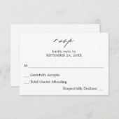 Calligraphie noir et blanc 4 sans carte RSVP repas (Devant / Derrière)