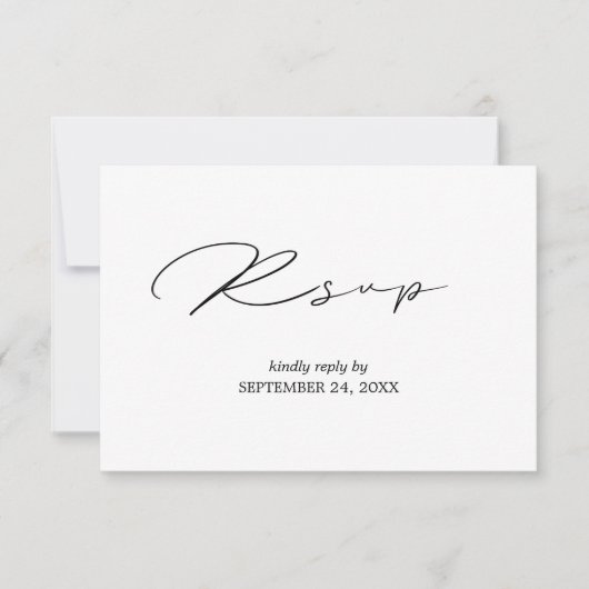 Calligraphie noir et blanc avec carte de réponse p (Devant)
