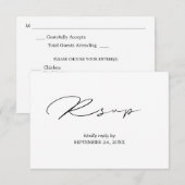 Calligraphie noir et blanc avec carte de réponse p (Devant / Derrière)